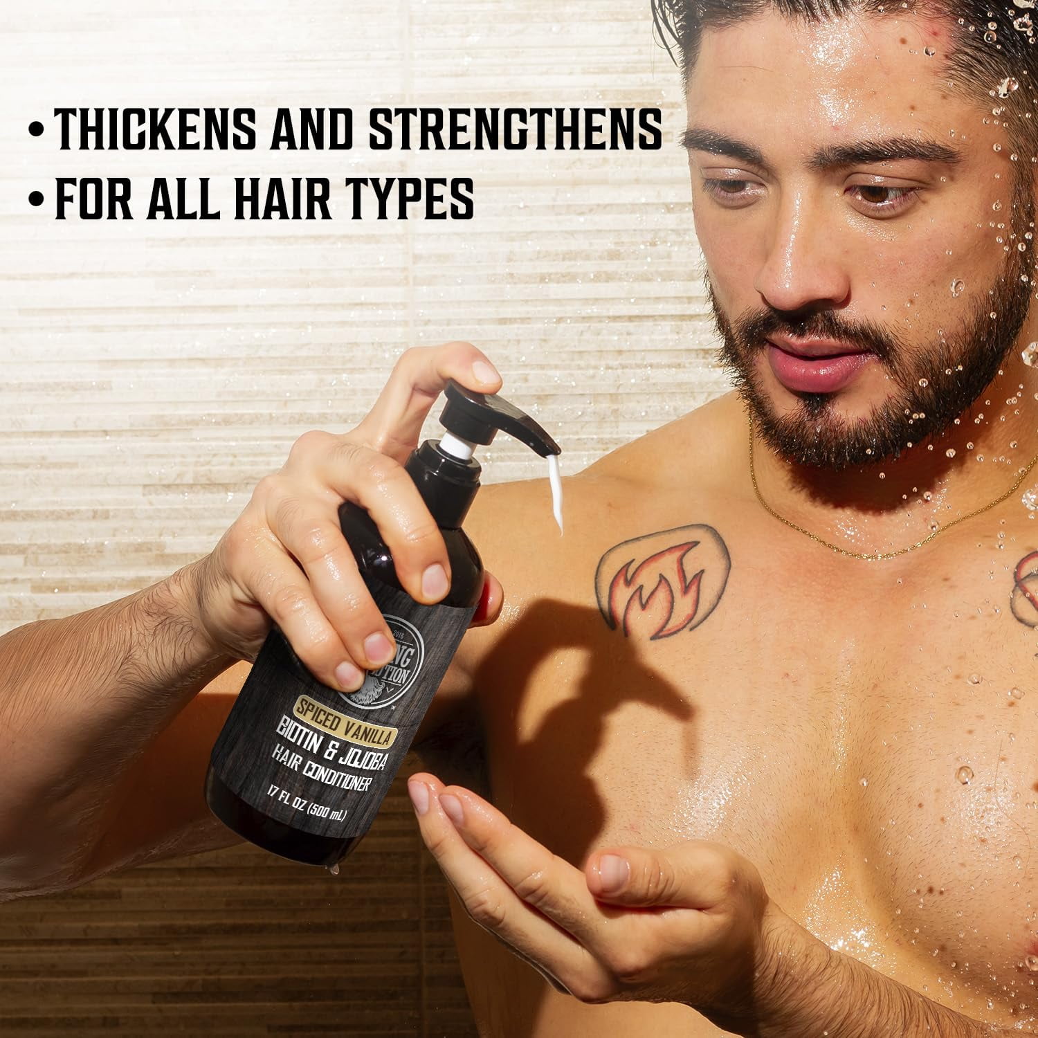 Viking Revolution Spiced Vanilla Mens Shampoo and Conditioner Set with Biotin and Jojoba Oil (17 Oz)
