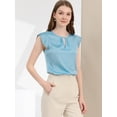 thumbnail image 4 of INSPIRE CHIC Women's Cut Out Keyhole Back Straight Solid Pleated Cap Sleeve Blouse, 4 of 6