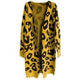 thumbnail image 5 of Cardigan Sweaters for Women Open Front Knit Long Sleeve Leopard Print Sweater with Oversized Pocket Fall Winter Fashion Casual Comfy Crew Neck Yellow S, 5 of 6