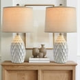 thumbnail image 6 of Oneach Modern White Ceramic Table Lamps Set of 2 Industrial Metal 21.5" Bedside Nightstand Lamp for Living Room Bedroom, 6 of 12