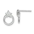 thumbnail image 2 of Sterling Silver Rhodium-plated Cubic Zirconia Star & Circle Post Earrings, 2 of 4