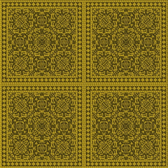 Ahgly Company Indoor Square Patterned Orange Gold Area Rugs, 8' Square