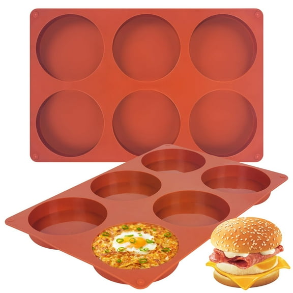 2-PK Silicone Egg Molds Non-Stick 4 Inch Jumbo Muffin Top Baking Pans,Large Round Silicone Molds for Hamburger Bun,Egg Bites,Breakfast Sandwich,Tart,Pancakes