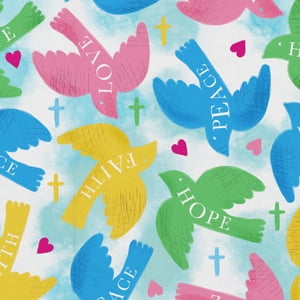 1 Yard 100% Cotton Peacefull Doves, Multi-color, 44" Wide for Quilting & Sewing by David Textiles