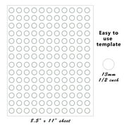 1/2 (0.5) Round White Printable Labels with Template Included for Laser or Inkjet Printer, 1010 Pack