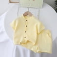 thumbnail image 2 of TOWED22 Toddler Baby Girl Boy Summer Outfits Short Sleeve Letter Print T Shirt Shorts Sets 2Pcs Cute Baby Clothes(Light Yellow,18-24 M), 2 of 4