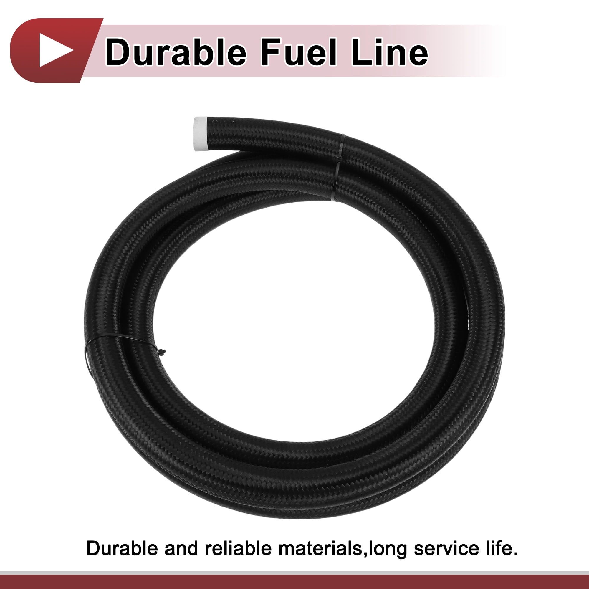 Unique Bargains 12ft AN16 Fuel Line Hose Vacuum Automotive Fuel Hose Black 1.1"ID 1.4"OD