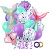 Mermaid Tail Balloon,Mermaid Theme, Under The Sea Party Decoration Birthday Supplies, Mermaid Tail Sea Shell Foil Balloons,Mermaid Design Latex Balloons for Let's Be Mermaids Party