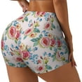 thumbnail image 2 of Sigee Rose Flowers Print Women's High Waist Workout Shorts - Squat Proof, Tummy Control, Yoga and Gym Activewear-Small, 2 of 9