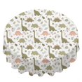 thumbnail image 2 of Dinosaur and Floral Off White Pattern Round Tablecloth 70"x70", Wrinkle Resistant Wipeable Table Cover for Kitchen Dining Room Picnic Patio and Party, 2 of 6