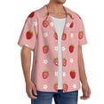 thumbnail image 4 of Vsdgher Strawberries Print Men's Wrinkle Free Untucked Cuban Shirt Business Casual Button Down Shirts Short Sleeve Shirt, 4 of 7