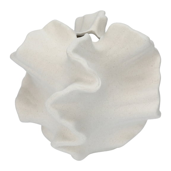 Unique Bargains Modern Round Ceramic Aesthetic Ribbed Sphere Vase White 5.7" x 5.7" x 5"