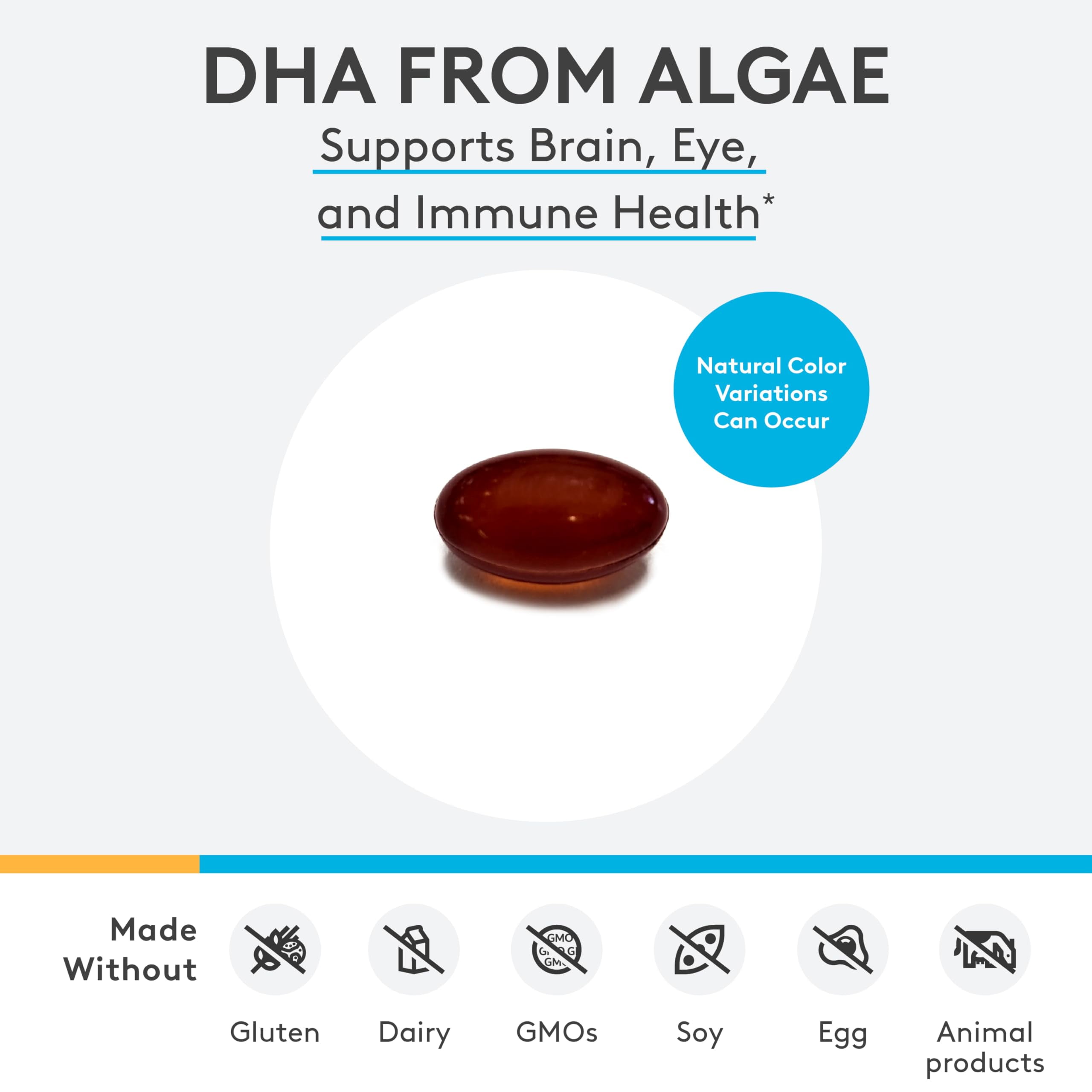XYMOGEN DHA from Algae - Vegan Omega-3 DHA Supplement - Brain, Eye & Immune Support - Plant-Based Omega Nutrition - Non-Fish Source - 60 Softgels