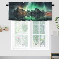 Aurora Borealis Rod Pocket Thermal Insulated Curtain Valance Magic Northern Natural Landscape Privacy Window Valances for Living Room Kitchen 54 by 18 in, 1 Panel