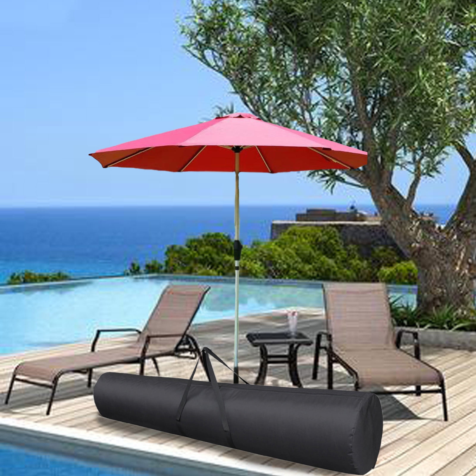 Yoziaaoa 3 Pcs Patio Umbrella Cover Bag,Umbrella Covers for 150x38cm Outdoor Umbrellas with Zipper,Patio Umbrella Hammock Storage Carrying Bag(Black)