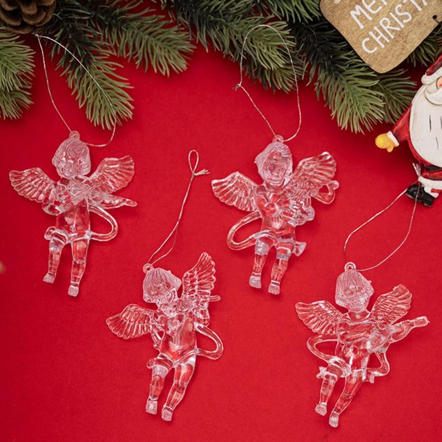 4 piezas adornos de ángel de Navidad XINYU acrílico transparente