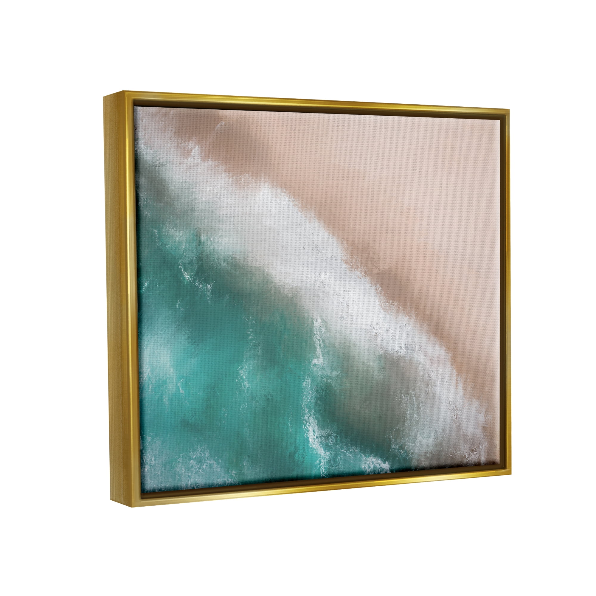 Stupell Industries Aerial Beach Foam View Landscape Painting Gold Floater Framed Canvas Art Print Wall Art, 21 x 17