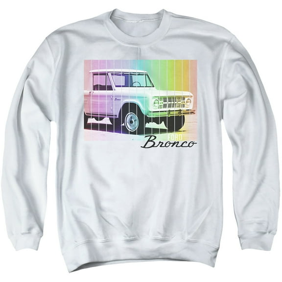 Ford Bronco Retro Rainbow Adult Crewneck Sweatshirt White