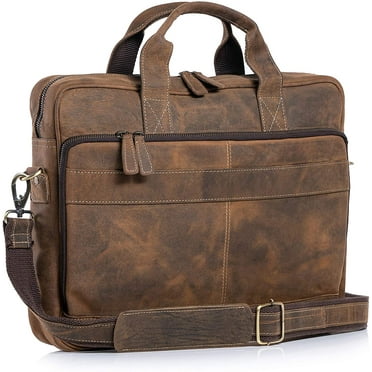 KomalC 16-Inch Leather briefcases Laptop Messenger Bags for Men and Women Best Office School College Satchel Bag