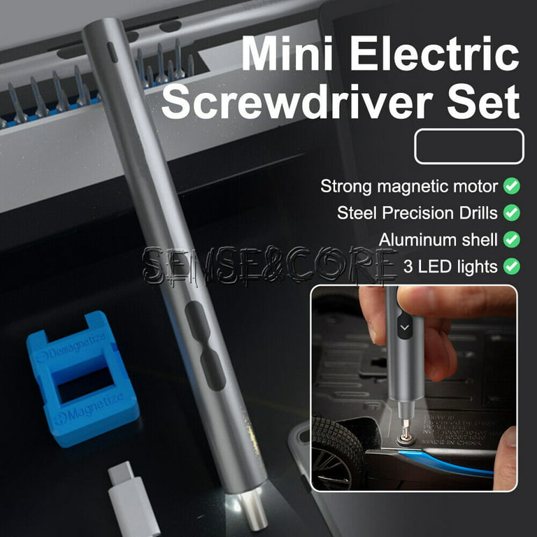 PKEY Mini Electric Screwdriver Set,Precision Electric Screwdriver， Cordless  with 28 Precision Magnetic Bits, 3 Gears Torque, Overload Protection