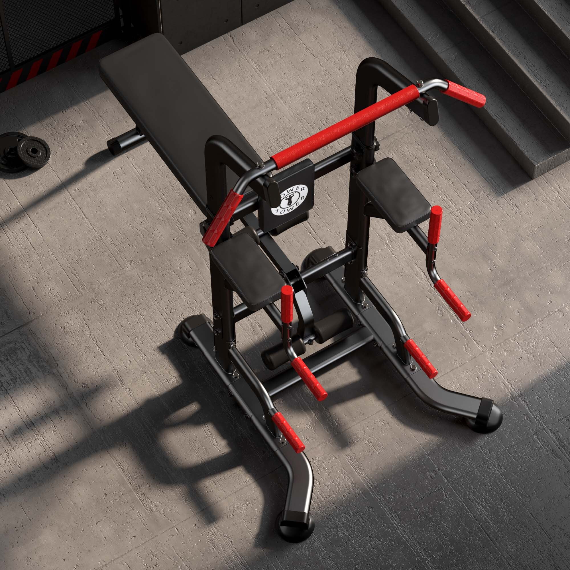 SogesPower Power Tower Dip Station Pull Up Bar Stand with Adjustable Height, Multifuctional Traing Equipment for Home