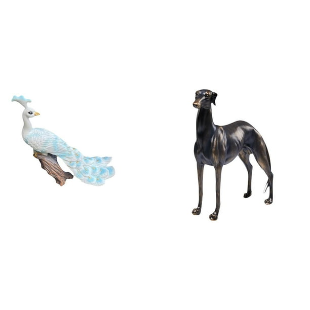 Estatua del pavo real,Estatua de pavo real,adorno de escritorio creativo y divertido,Estatua de perro de resina,Estatua de perro galgo de resina con forma de animal,Escultura coleccionable para