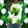 thumbnail image 6 of St Patricks Day Sweatshirt Women Shamrock Long Sleeve Shirt Casual Crewneck Pullover Adies Bow Print Tops St Patrick's Day Shirt, 6 of 6