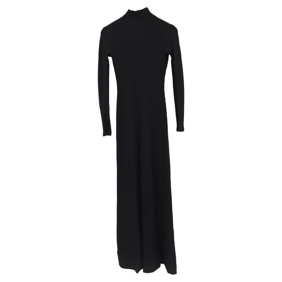Pre-Owned Balenciaga Ribbed Turtleneck Maxi Dress in Black Viscose