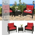thumbnail image 5 of DORTALA 3 Piece Patio Furniture Set, Outdoor Rattan Wicker Conversation Set with Cushions, Glass Top Coffee Table for Garden Balcony Poolside, Red, 5 of 7