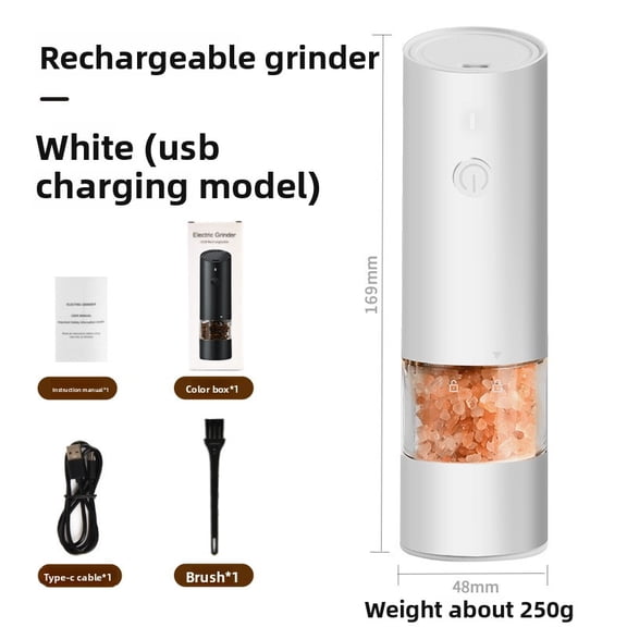 Electric Rechargeable Pepper Mill Portable Spice Peppercorn Automatic Grinder