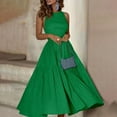thumbnail image 2 of BangWanChi Summer Dresses for Women Clearance Women Fashion Summer Waist Cinching Solid Color Sleeveless Long Dress, 2 of 7