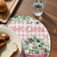 thumbnail image 3 of Eucalyptus Trucks Round 15 Inch Placemats Set of 8, Spring Farmhouse Floral Leaves Pink Plaid HeatResistant Non Slip Place Mats for Dining Table, Wipeable Braided Kitchen Table Mats for Housewarming, 3 of 9