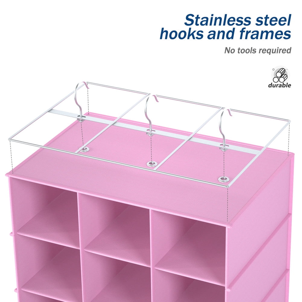 coastal rose Hanging Shoe Organizer for Closet, 30 Sections Hanging Closet Organizers and Storage Shelves Space Saving Shoe Rack Holder