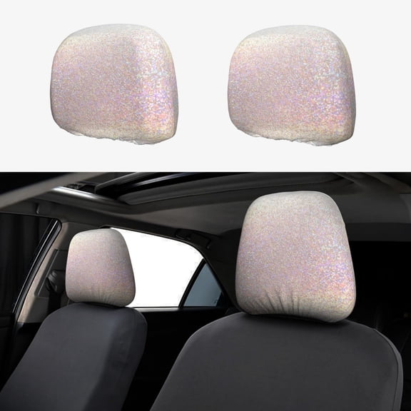 Kdxio Glitter Light Pearl Pattern Print 2 Piece Car Head Rest Covers Set Auto Front/Rear Seats Headrest Cover Universal Fit Most Cars,Sedan, SUV