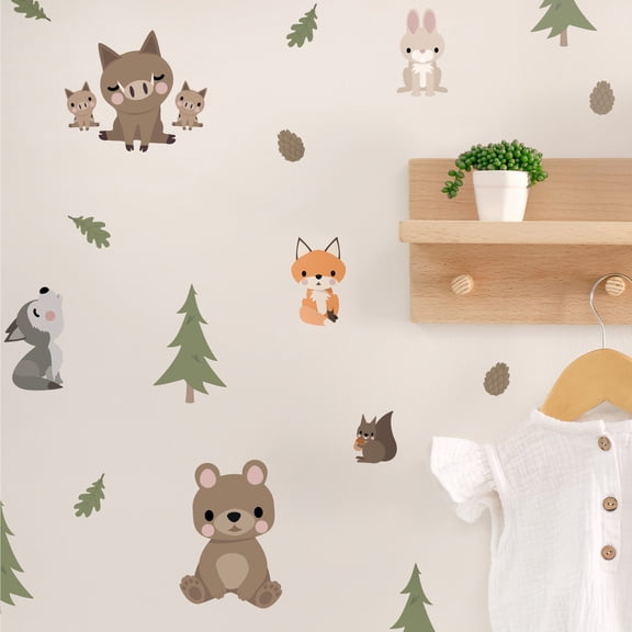 Teddylabels - Forest Animals Decals - Easy-to-Apply & Removable Wall Stickers