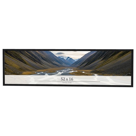 52x16 Frame Black Real Wood Picture Frame Width 0.75 inches | Interior Frame Depth 0.5 inches |