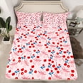 thumbnail image 2 of jejeloiu Kawaii Stripe Bowtie Bed Sheets,Red Cute Cherry King Sheets For Girl 4pcs, 2 of 7