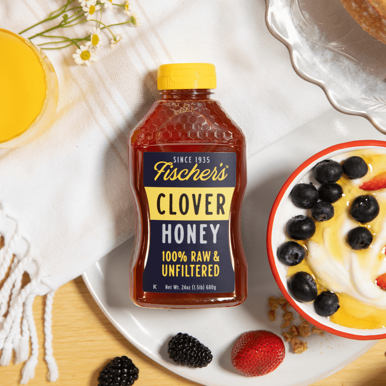 Fischer's Honey 24oz Pure Clover Honey Squeeze Bottle Unfiltered