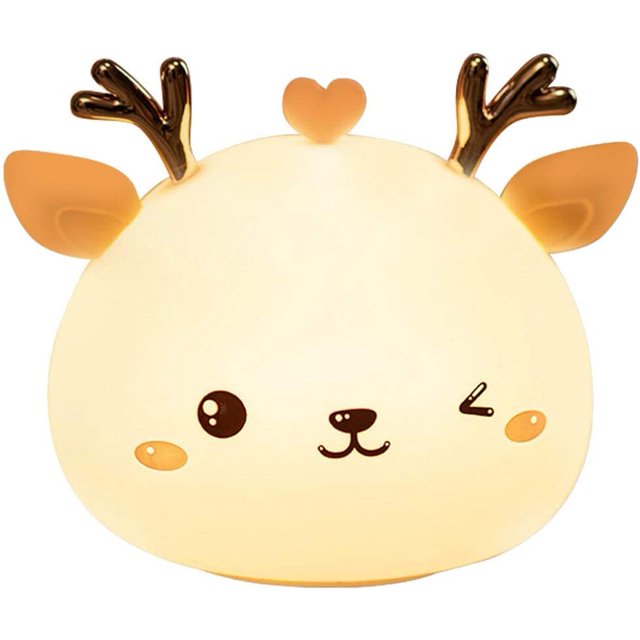 Luz nocturna LED Fawn para niños, recargable, cambio de color, luz nocturna para niños, guardería, niño pequeño, recién nacido, una pieza LingWen 9024715704702