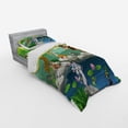 thumbnail image 2 of Ambesonne Cartoon Bedding Set 3 Pcs, Colorful Scene of Animals, Twin, Lime Green and Multicolor, 2 of 2