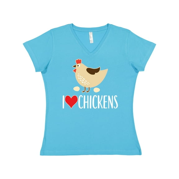 Inktastic Chickens Cute Farm Animal Women's V-Neck T-Shirt