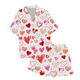 thumbnail image 6 of KKBOTIVE Womens Valentines Day Pajama Set Heart Print Short Sleeve Tops and Shorts 2 Piece Outfits Sleepwear Womens Fashion Night Wear ( White-13 Size: XXL ), 6 of 6