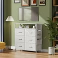 thumbnail image 5 of HLDIRECT Dresser for Bedroom with 6 Drawers, Fabric Chest of Drawers with Open Shelves & Side Storage Bags, Storage Cabinet with LED Lights for Living Room, Closet, Entryway, Gray, 5 of 9
