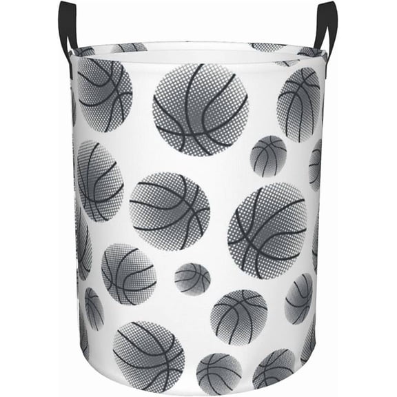 Basketball Laundry Hamper Large Collapsible Laundry Baskets with Handles Easy Carry Round Storage Basket Dirty Clothes Hamper Blanket Basket for College Dorms Bedroom Toy