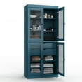 thumbnail image 4 of 100% Solid Wood 32" Bathroom Cabinet with Clear Glass Doors, 2-Drawers and Adjustable Shelves, 4 of 6
