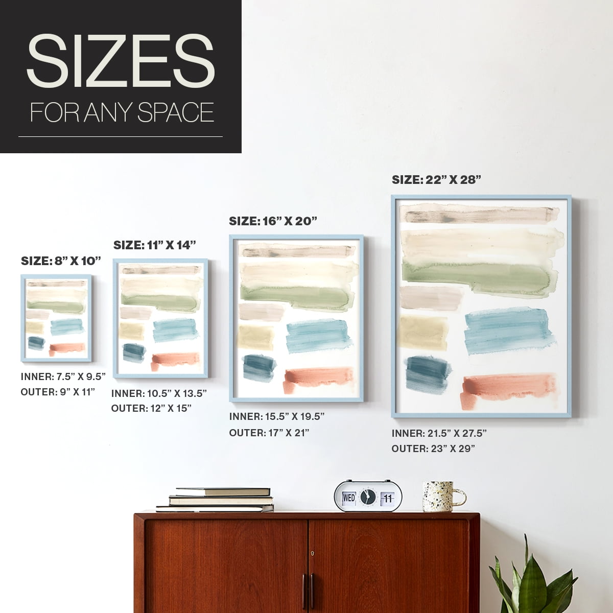 Watercolor Swatches I Framed Print in Blue Solid Wood 11 x 14 Framed Print