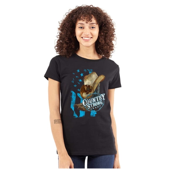 Country Strong Cowboy Hat Womens Slim Fit Graphic Tee Brisco Brands S