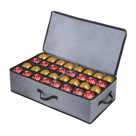 Boîte de Rangement pour Ornements de Noël sous le Lit à Fermeture Éclair - Range jusqu'à 72 des 3,9 Po Standards pour Ornements de Noël et Accessoires des Fêtes, Contenant de Rangement avec Séparateurs et Poignées