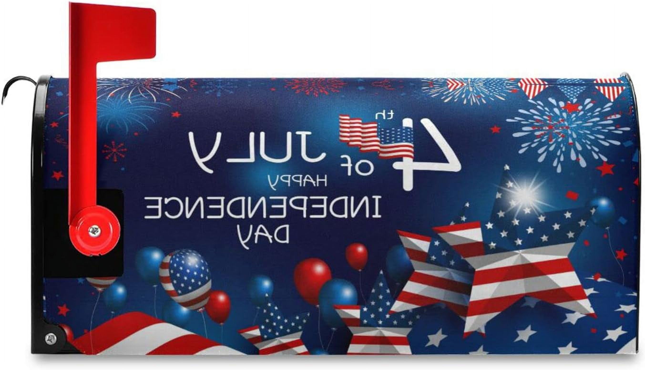 USA 4th July Happy Independence Day Magnetic Mailbox Cover MailWraps Garden Yard Home Decor for Outside Oversized-25.4" x20.8"\u2026