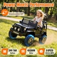 thumbnail image 3 of Sunnyfree 24 Volt Ride on Toys, 4WD 800W Power Car Wheel with Remote, 24V Ride ons with 2 Seater, Electric Car for Kids with Bluetooth, LED Lights, Seat Belt & Lockable Doors, 3-8, Black, 3 of 13